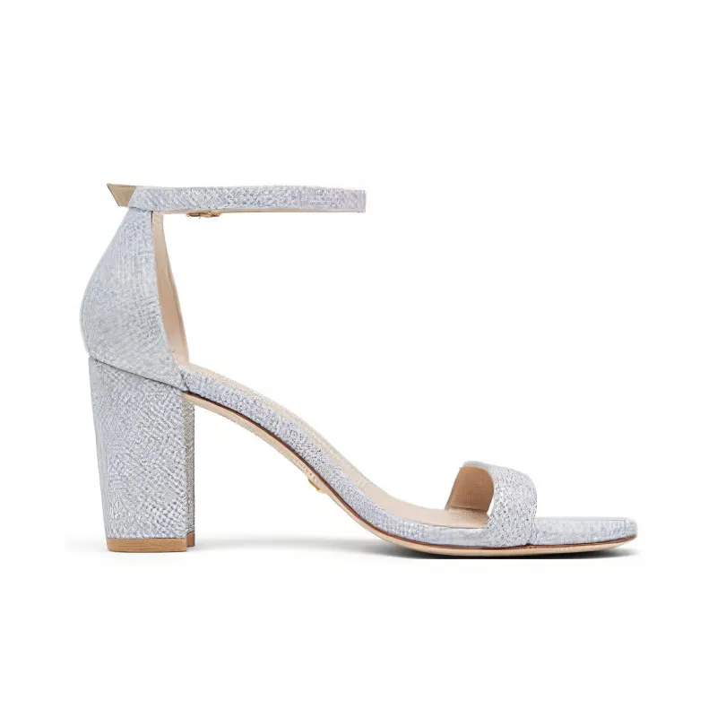 stuart weitzman Nearly Nude 65mm Glittered Sandals-1