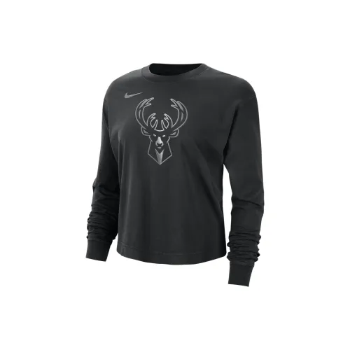 Nike Milwaukee Bucks Courtside Women's Nike Nba Shine Boxy Long Sleeve T Shirt