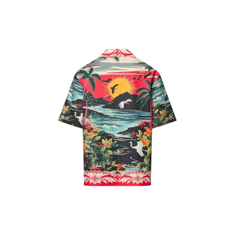 LOUIS VUITTON Printed Short Sleeved Cotton Shirt-1