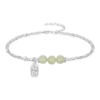 ALLOVE Bracelets Pale Greenish White Jade Women's