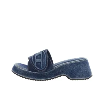 DIESEL Sa Oval D Pf W Logo Emboosed Denim Sandals Women's