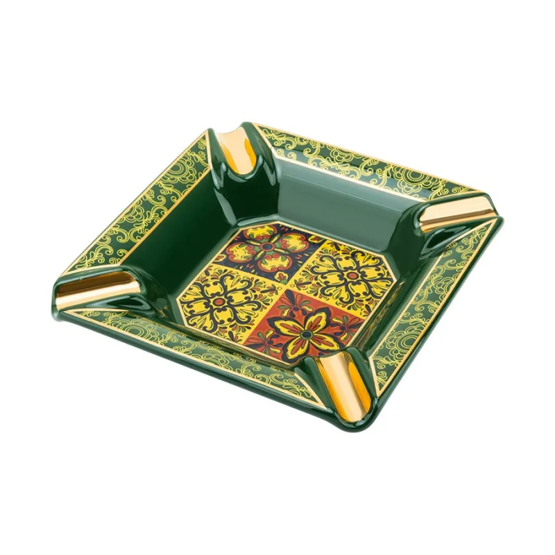 LUBINSKI Ceramic Ashtrays Green/Black-4