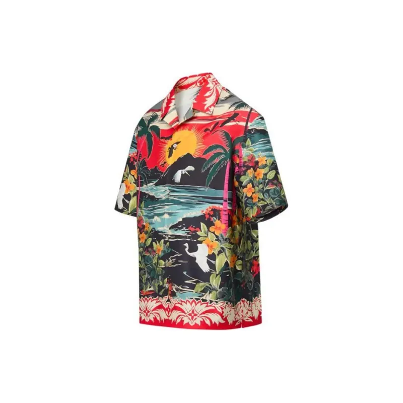 LOUIS VUITTON Printed Short Sleeved Cotton Shirt-2