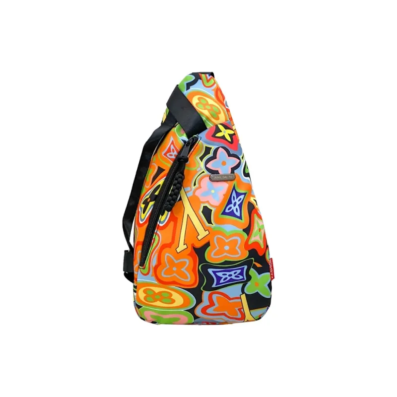 GEERDUN Nylon Sling Bag Regular Unisex Black/Orange Red/Green/Pink-5