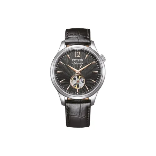 CITIZEN Mechanical Movement Leather Watch Bands Watch Men's Watch Black Dial