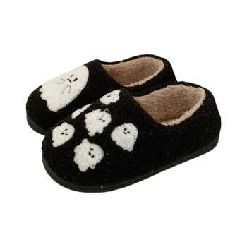 Thin Strips Cotton Slippers Unisex, Black