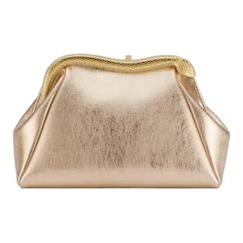 BVLGARI Serpentine Calfskin Clutch Small Size Women's Light Gold