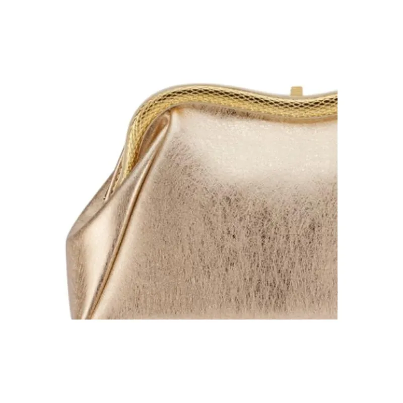 BVLGARI Serpentine Calfskin Clutch Small Size Women's Light Gold-3