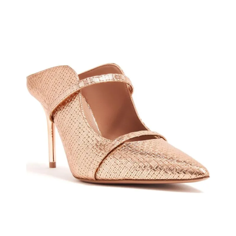 Malone Souliers Maureen Closed Toe Slippers 8.5cm Women's Champagne-2