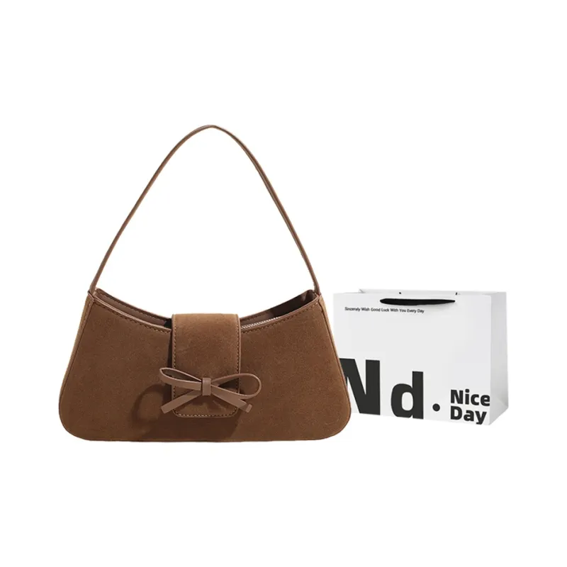 SWIMADE Suede Shoulder Bag Women's Black/Khaki/Brown/Burgundy-6