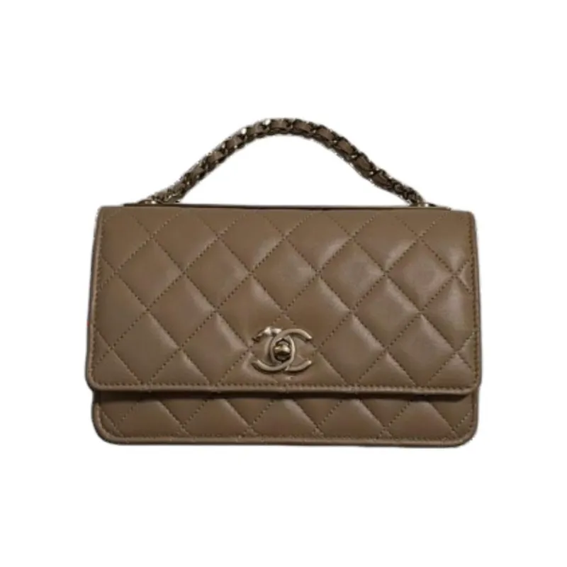 CHANEL Lambskin Shoulder Bag, Crossbody Bag, Handbag Women's Dark Beige-0