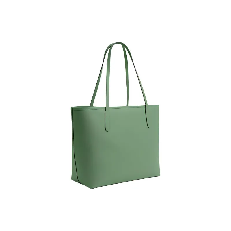 COACH City Double Sided Leather Tote Bag, Shopping Bag, Handbag Tubas Women's Silver & Light Green-1