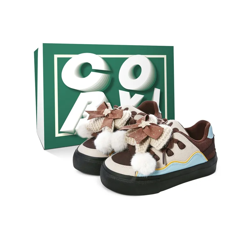 Cob Anti Slip And Wear Resistant Lightweight Low Top Skateboard Shoes Women's Beige Blue Brown-0