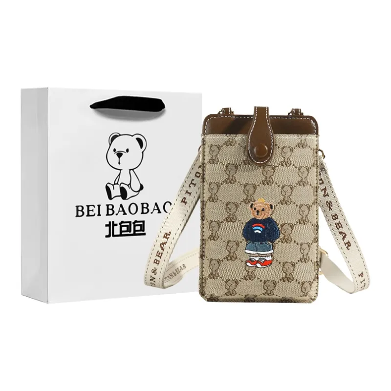 North Pack Canvas Bag, Shoulder Bag, Crossbody Bag Trumpets Women's White Shirt Bear/Skateboarding Bear/Crown Bear-11