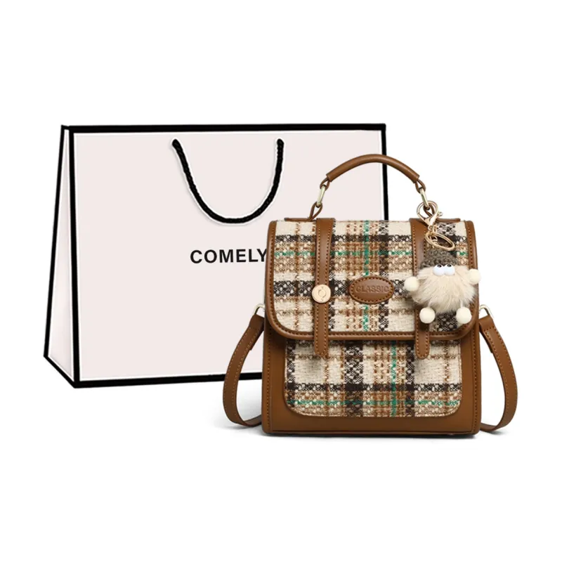COMELY Fabric, Synthetic Leather Small Backpack Regular Women's Coffee-0