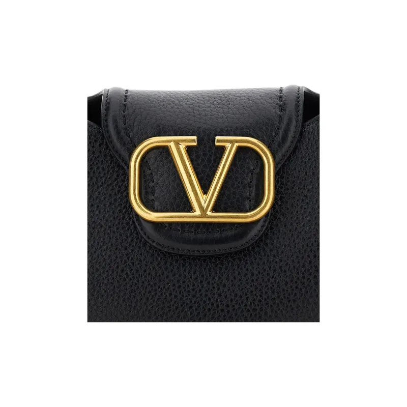 Valentino Calfskin Crossbody Bag Shoulder Bag Small Size Women's Black-4