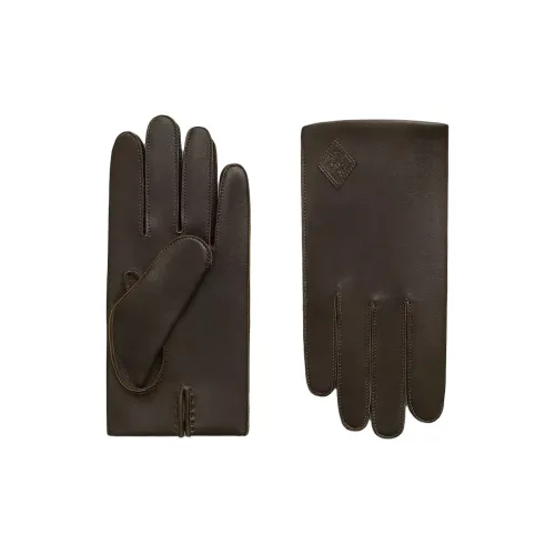 HERMES Calfskin Gloves Men's Mocha