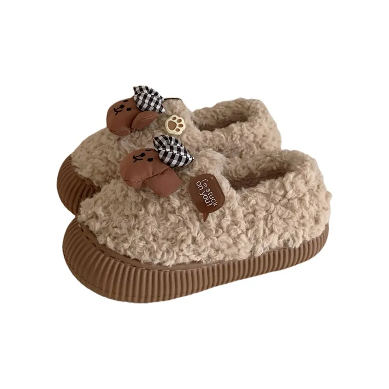 Thin Strips Cotton Slippers Women's, White-6