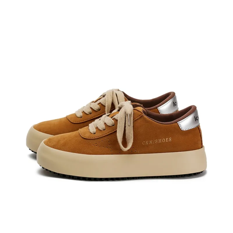 Zun'er Non-slip Lightweight Low-Top Skateboard Shoes Women's Camel-1