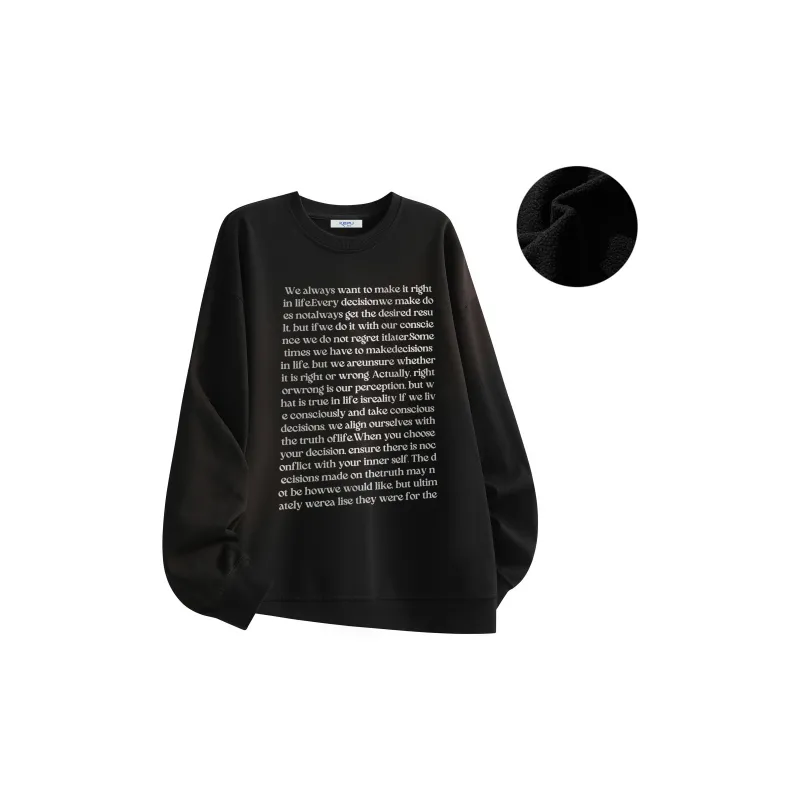 Kepu Crew Neck Thin Fleece Lined Hoodies & Sweatshirts Unisex-17