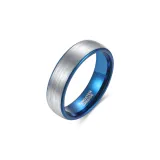 Plain Band Ring in Silver+Blue (Width 6mm)
