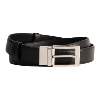 Dunhill Cowhide Split Leather Leather Belts Men's Black Width  3.2CM