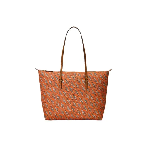 Polo Ralph Lauren Fabric Tote Bag Shopping Bag Handbag Shoulder Bag Medium Size Women's Orange