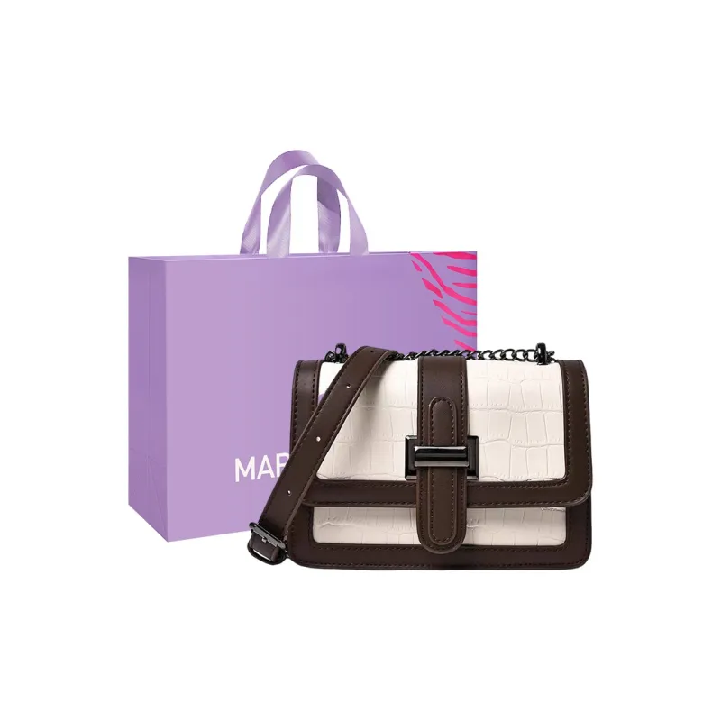 MARKANGARO PU Small Square Bag Shoulder Bag Crossbody Bag Handbag Regular Unisex Ecru/Black/Khaki-20