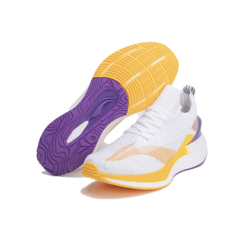LiNing YueYing Element Cushioning Breathable Low-Top Running Shoes Men's White Orange-6