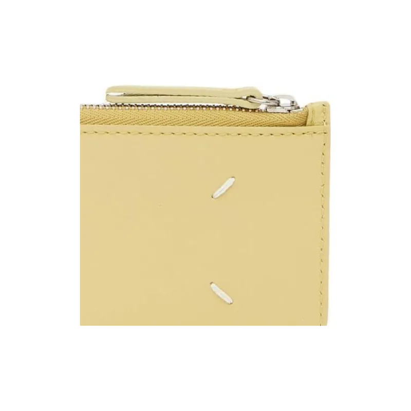 Maison Margiela Textured Calfskin Card Holder Card Holder Women's Yellow-3