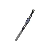 Black & Gray/Bracelet Style-T-Shaped Metal Patchwork Cut-Out Denim Leather Strap