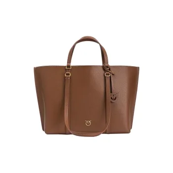 PINKO Cow Leather Tote Bag, Shopping Bag, Handbag Tubas Women's Umber
