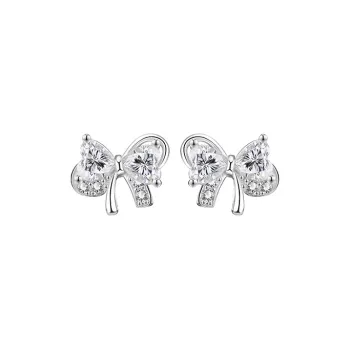 Heart Grass 999 Fine Silver Stud Earrings Women's