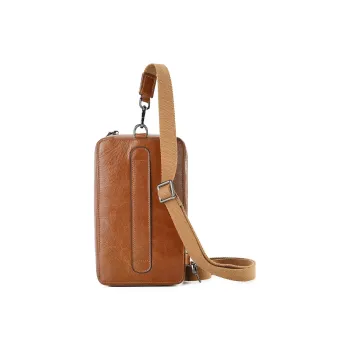DOSRFINI Top Grain Cow Leather Sling Bag Shoulder Bag Crossbody Bag Regular Men's Black/Umber/Coffee/Olive