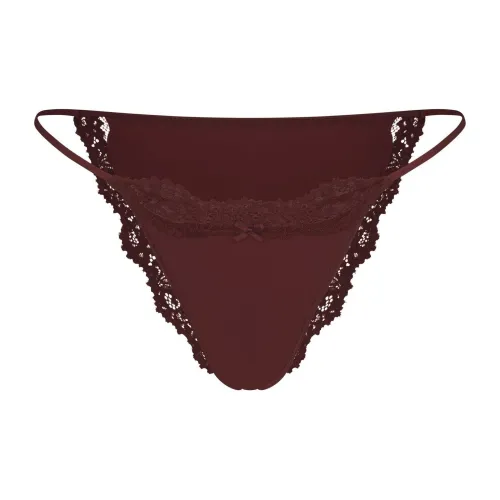 SKIMS FW24 FITS EVERYBODY LACE STRING BIKINI Underpants Women's 1 Pack OXBLOOD/Ox Blood