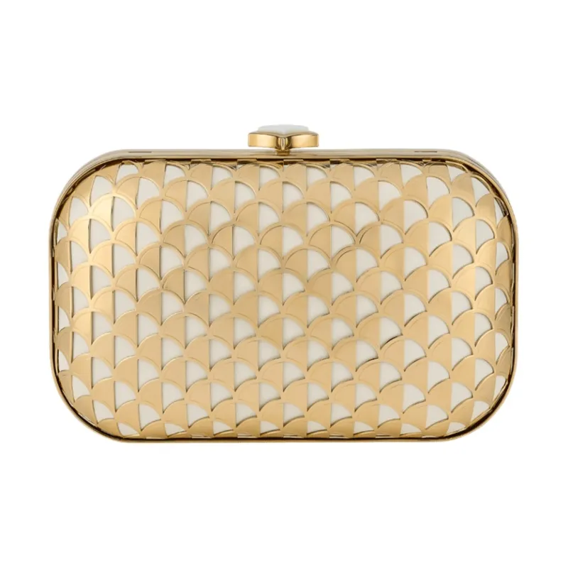 BVLGARI Metal Clutch Women's White & Gold-1
