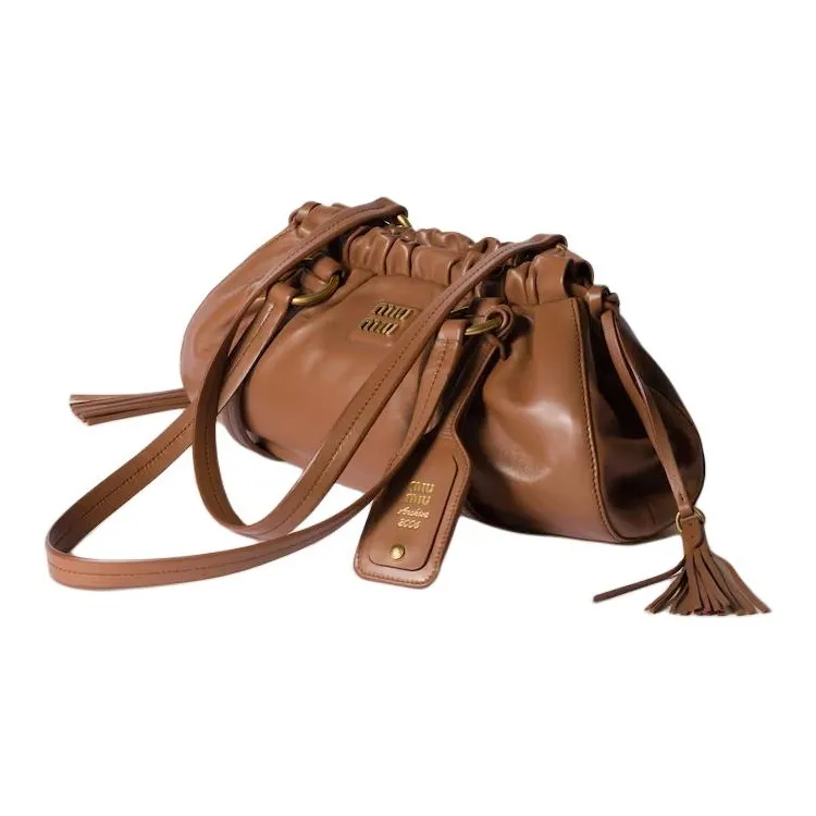 MIU MIU Nappa Leather Handbag, Shoulder Bag Regular Women's Cognac Brandy-1