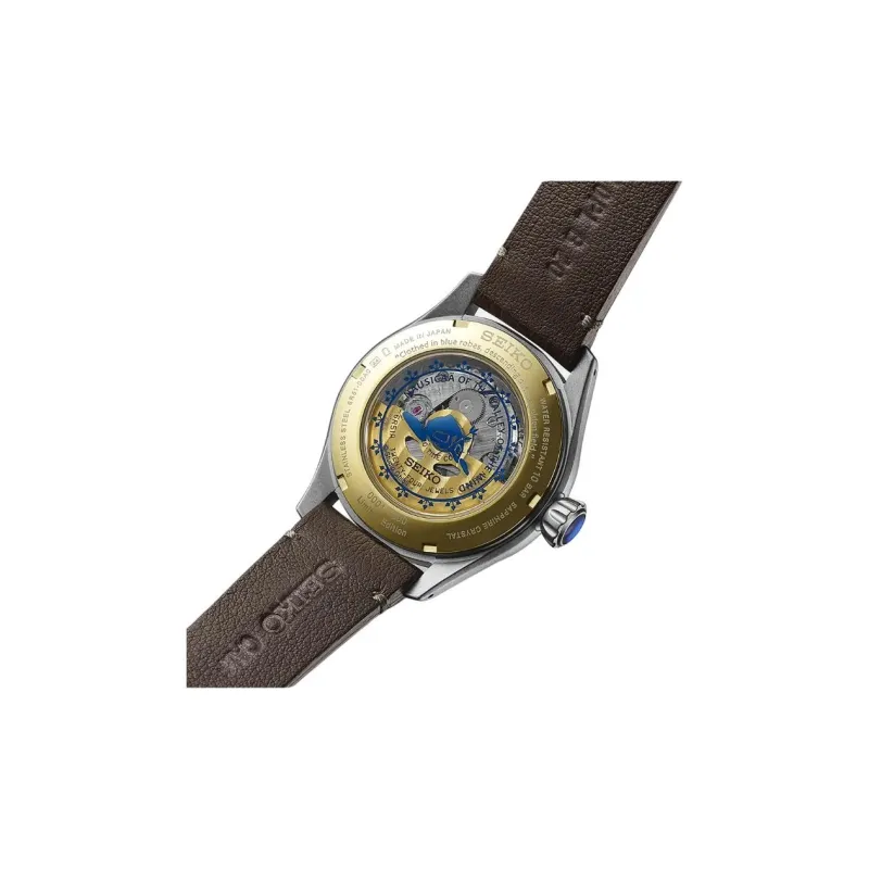 SEIKO Automatic Mechanical Movement Genuine Leather Strap Watch 40.5mm Unisex Blue Dial-4