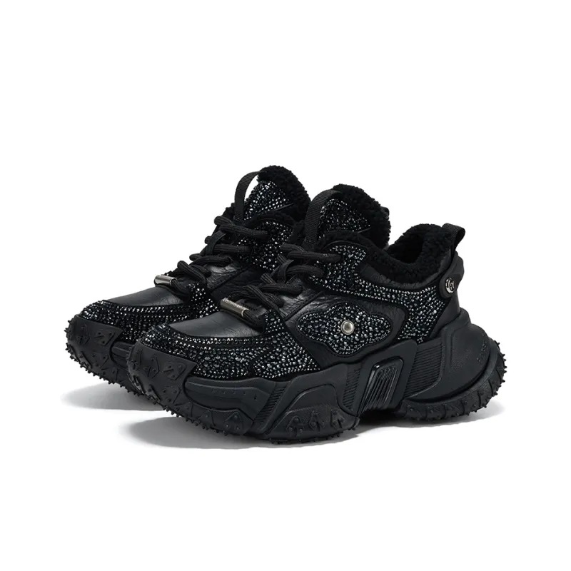 GG CC Chunky Sneakers Women's Low Top Black/Silver-2
