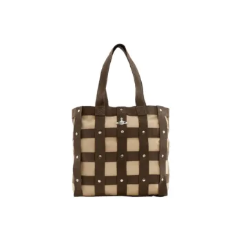 Vivienne Westwood Nubuck Leather Tote Bag, Shopping Bag, One Shoulder Handbag Women's Brown & Beige