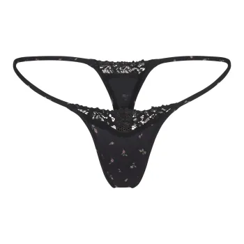 SKIMS FW24 FITS EVERYBODY LACE STRING THONG Underpants Women's 1 Pack ONYX ROSEBUD PRINT/Agate Rose Lily Print
