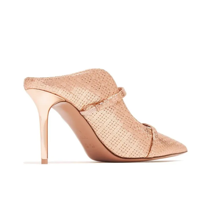 Malone Souliers Maureen Closed Toe Slippers 8.5cm Women's Champagne-4