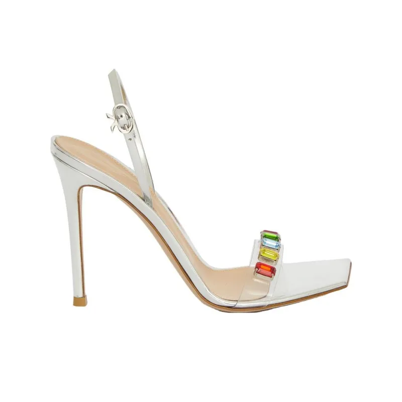 GIANVITO ROSSI Ribbon Candy One Strap Sandals 10.5cm Women's Silver-1