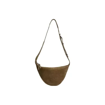 ZARA Cow Leather Shoulder Bag, Crossbody Bag Medium Size Women's Gray Brown