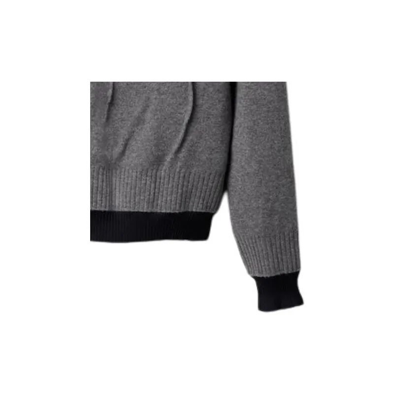 MIU MIU Silk Cashmere V Neck Sweater Grigio Blu-5