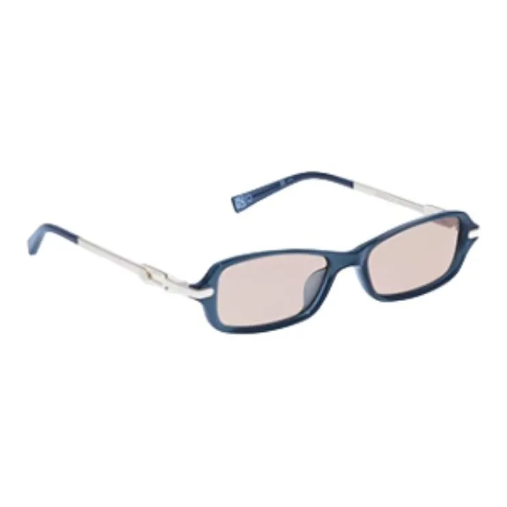 Le Specs Metal Polymer Material Rectangular Sunglasses Women's Prussian Blue-2