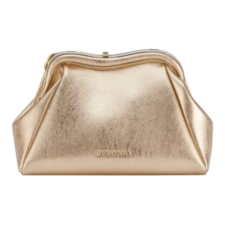 BVLGARI Serpentine Calfskin Clutch Small Size Women's Light Gold-1