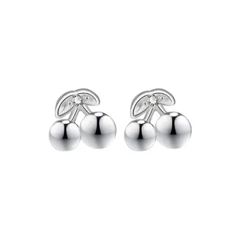 Heart Grass 999 Fine Silver Stud Earrings Women's