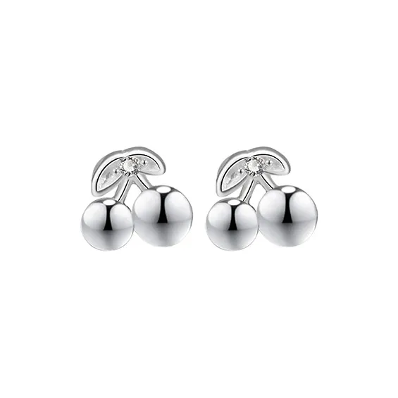 Heart Grass 999 Fine Silver Stud Earrings Women's-0