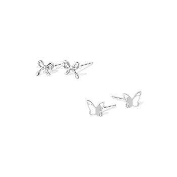 KUMET Sterling Silver Stud Earrings Women's Couple Birthday Anniversary Gift